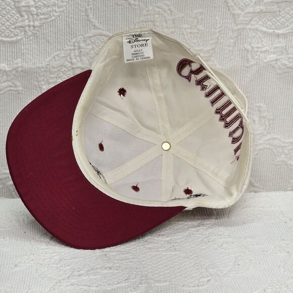 Vintage 90s Disney Snow White Embroidered Grumpy Hat Maroon White Old English - Picture 6 of 8